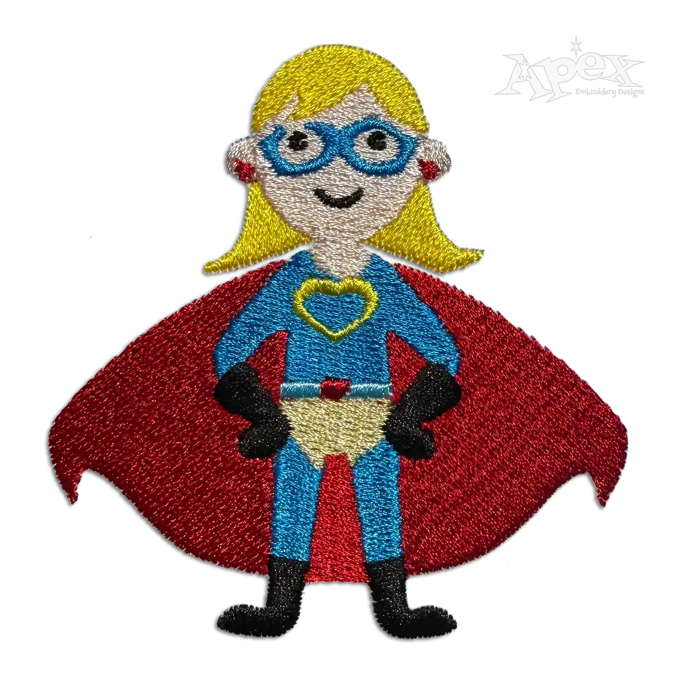 Valentine Day Superhero Girl Machine Embroidery Design | Apex Design