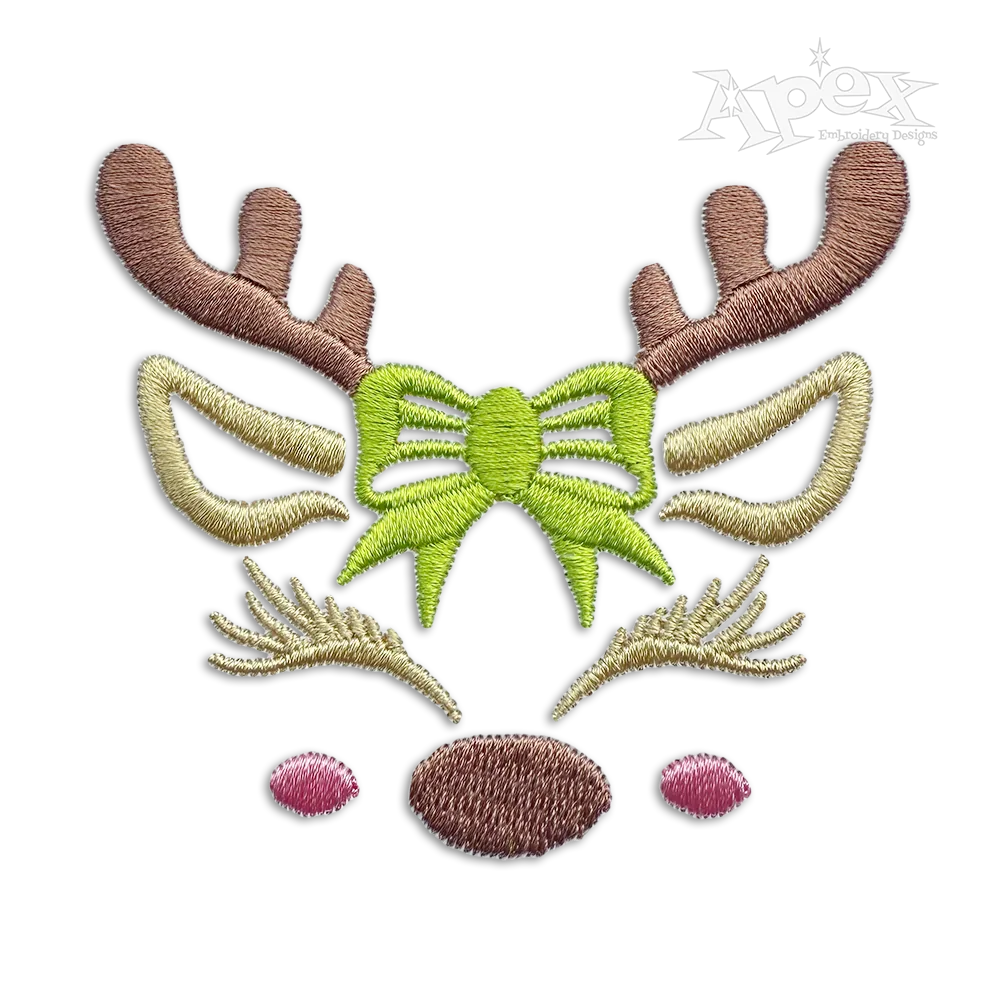 Lovely Reindeer Bow Tie Machine Embroidery Designs by Apex