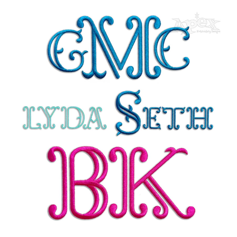 Lyda Machine Embroidery Font by Apex All