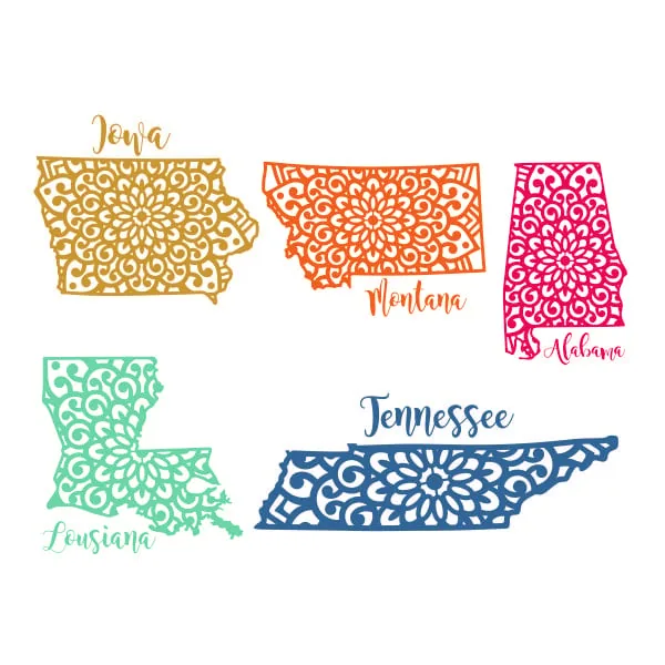 Mandala State Map Pack SVG Cuttable Design