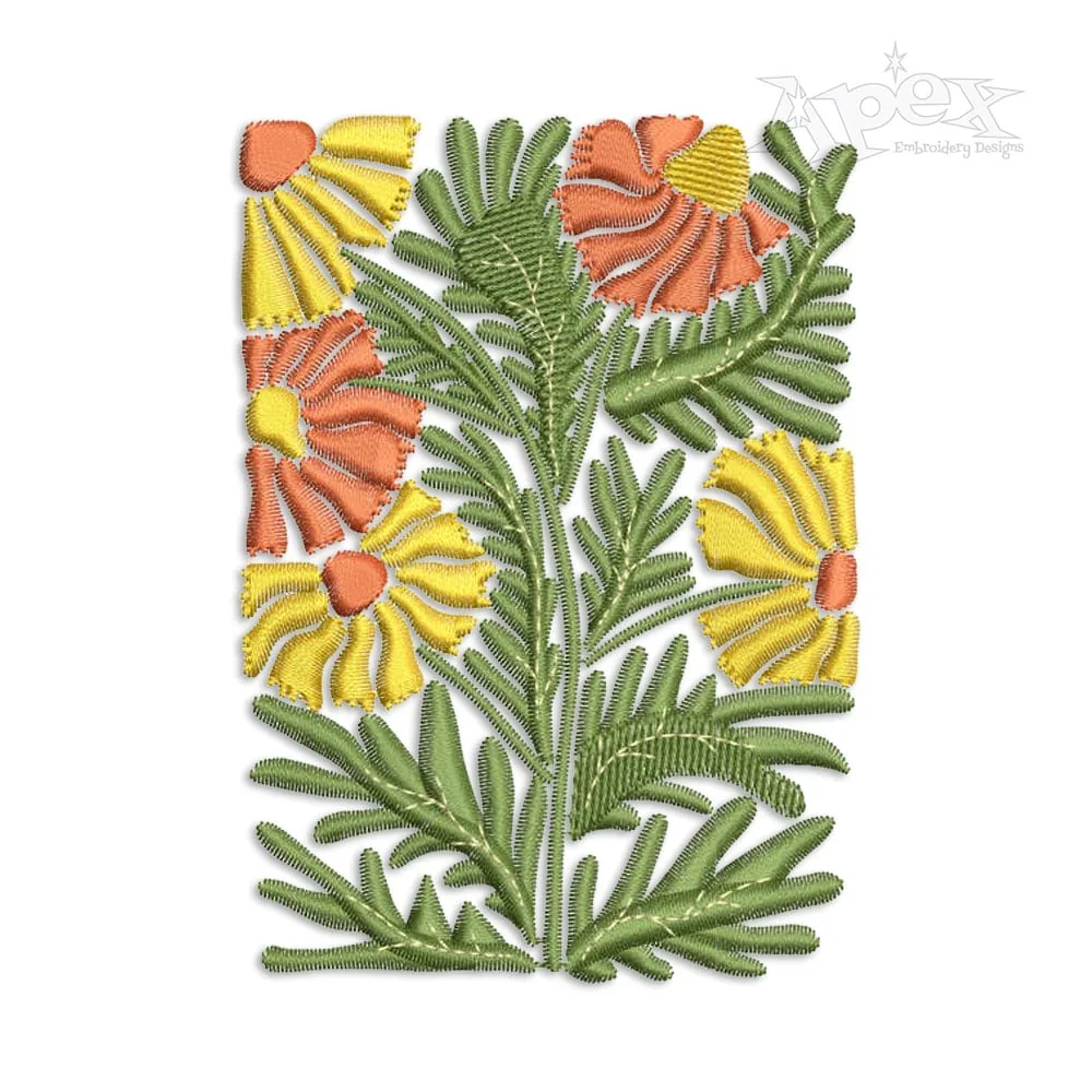 Marigold Flowers Decorative Pattern Block Machine Embroidery Design