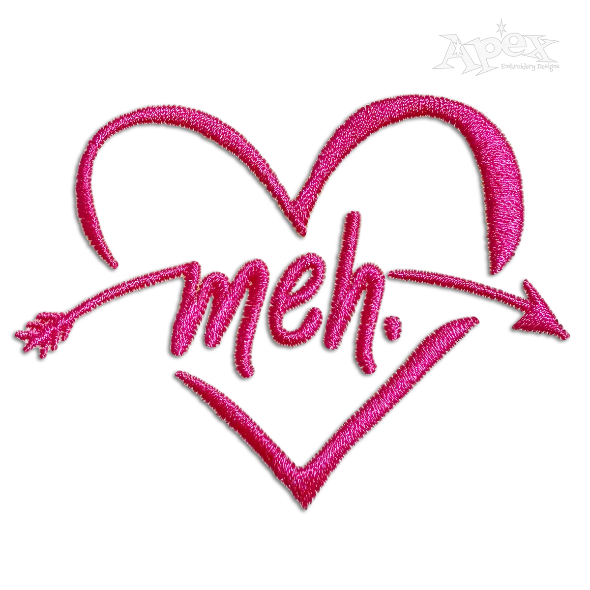 Meh Inside Heart Anti-Valentine Machine Embroidery Design | Apex Digitizing