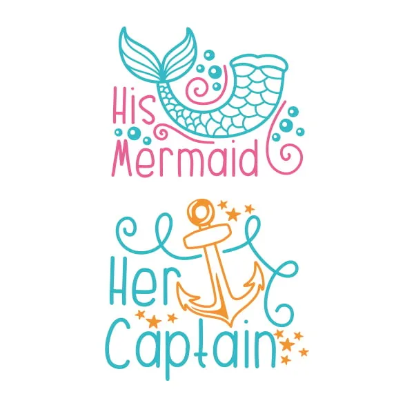 His Mermaid Her Captain SVG Cuttable Design