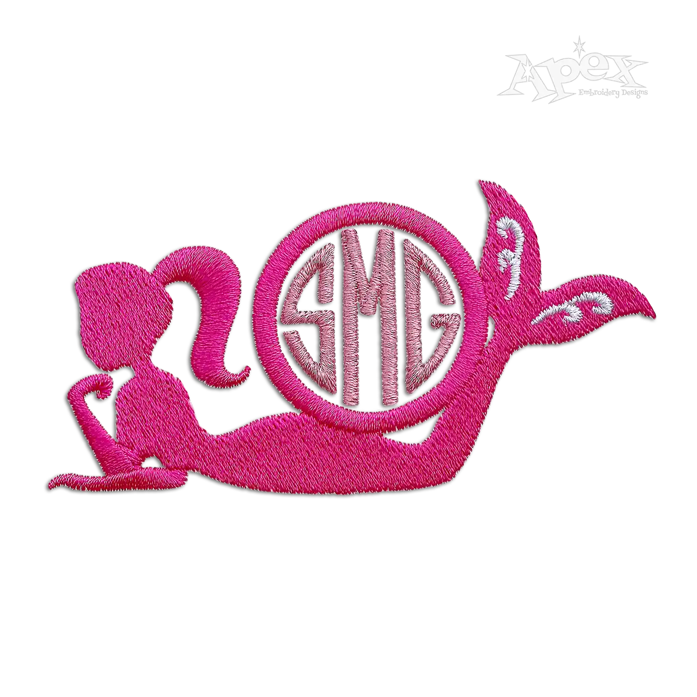 Mermaid Silhouette Monogram Embroidery Frames by Apex Digitizing