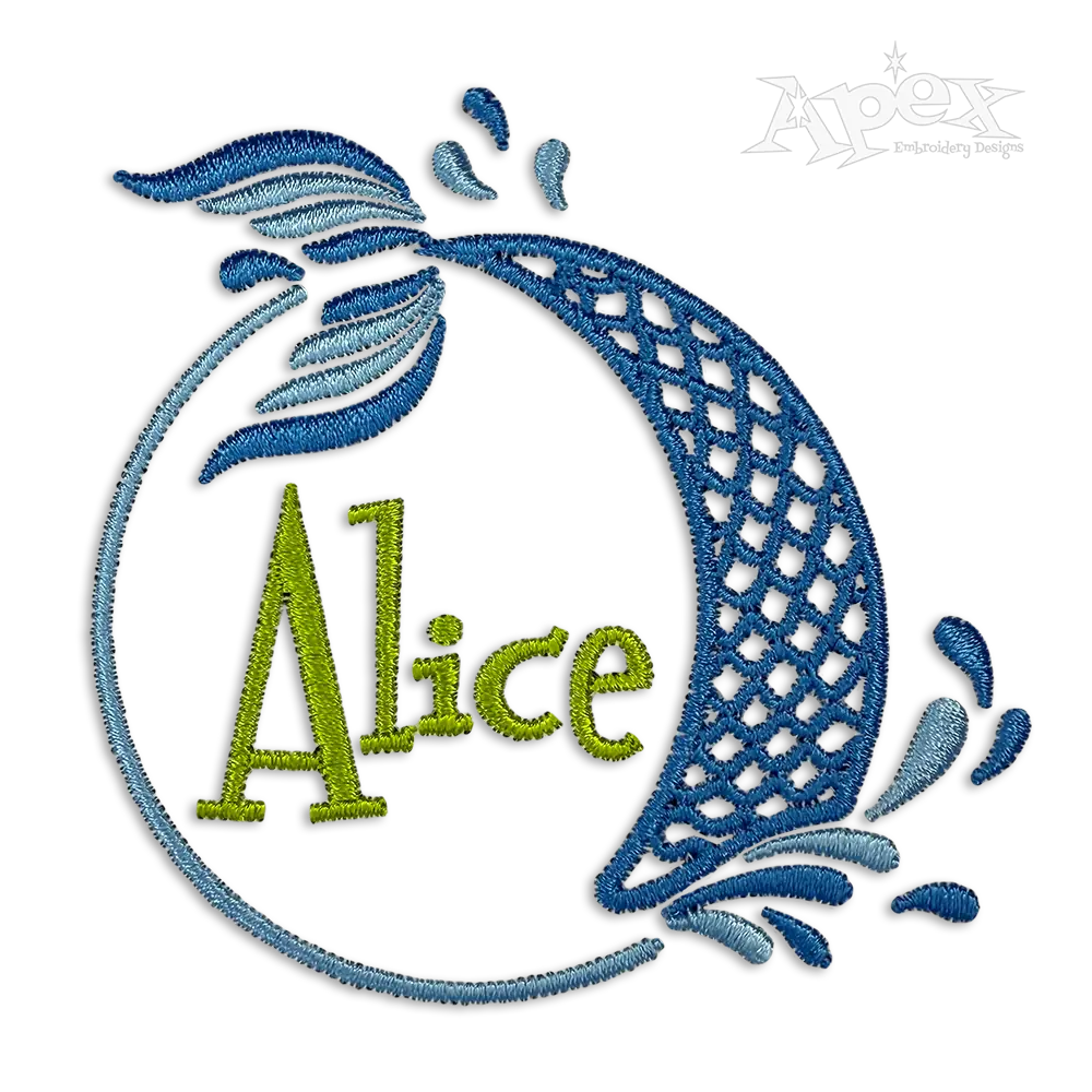 Mermaid Tail Circle Frame Machine Embroidery Design by Apex