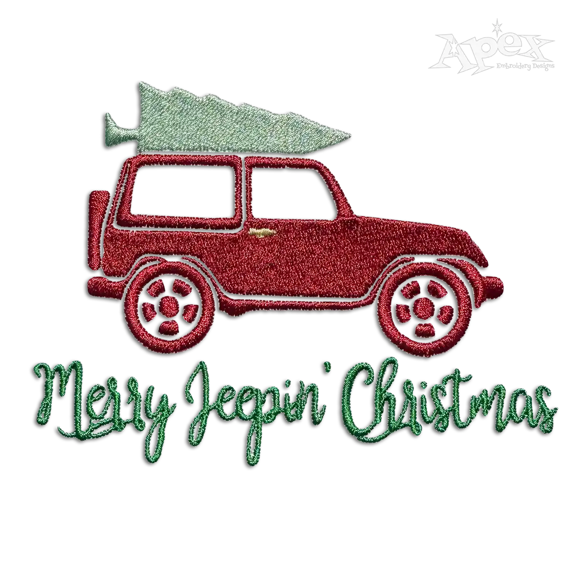 Merry Jeepin' Christmas Tree Jeep Machine Embroidery Designs