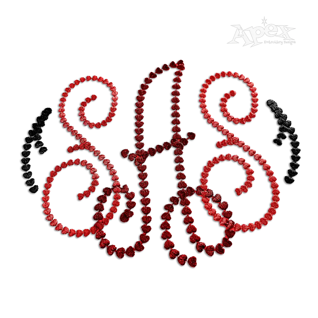 Mia Dotty Heart Monogram Embroidery Font by Apex SAS Love