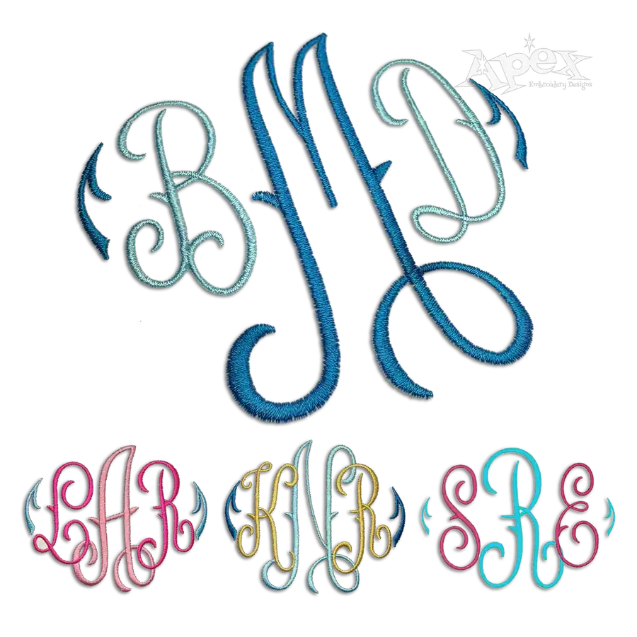 Mia Monogram Machine Embroidery Font - Apex Digitizing All