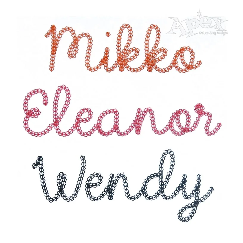 Mikko Script Chain Stitch Embroidery Font
