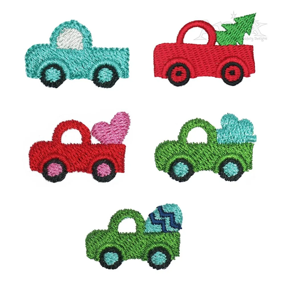 Mini Toy Truck Pack Embroidery Designs Digitized by Apex