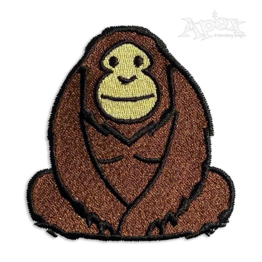 Minimal Orangutan Monkey Ape Machine Embroidery Design