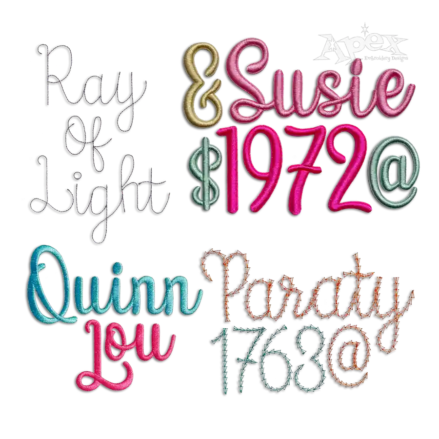 Molly Script Regular, 3D Puff & Chain Stitch Embroidery Font Alphabet All 1