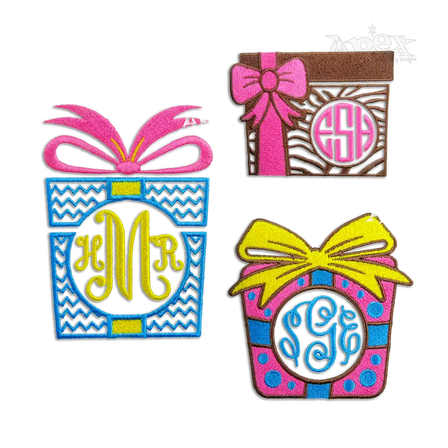 Monogram Gift Box Bundle Machine Embroidery Frame Design by Apex All