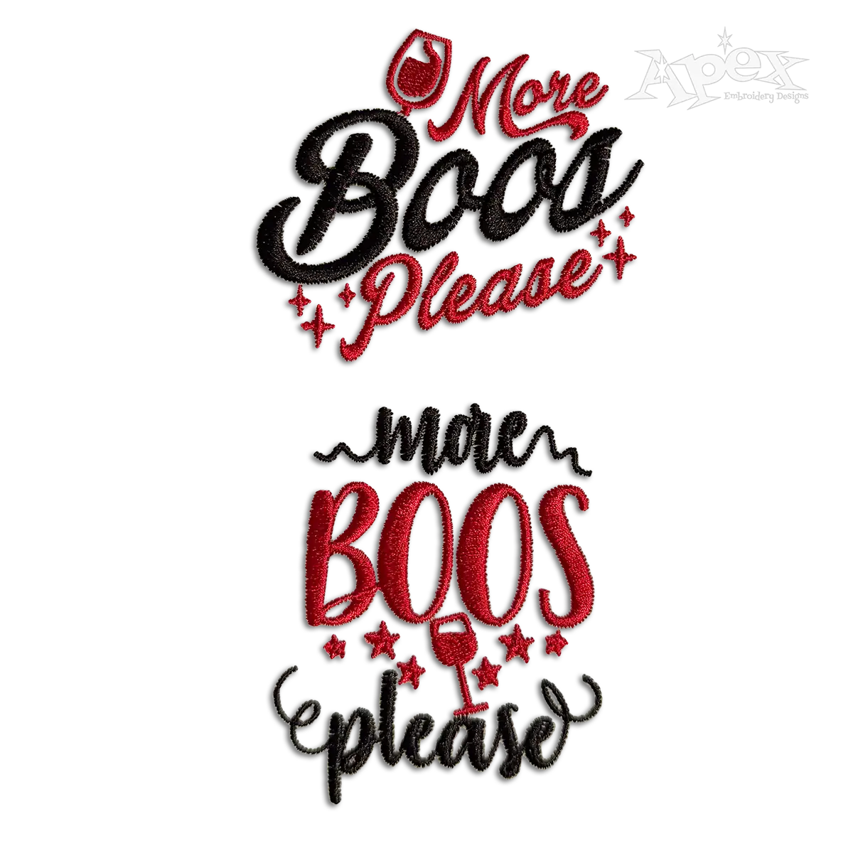 More Boos Wine Halloween Please Embroidery Design by Apex