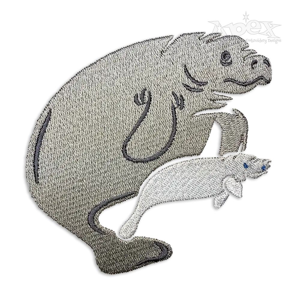 Mother & Child Manatee Machine Embroidery Design - Apex