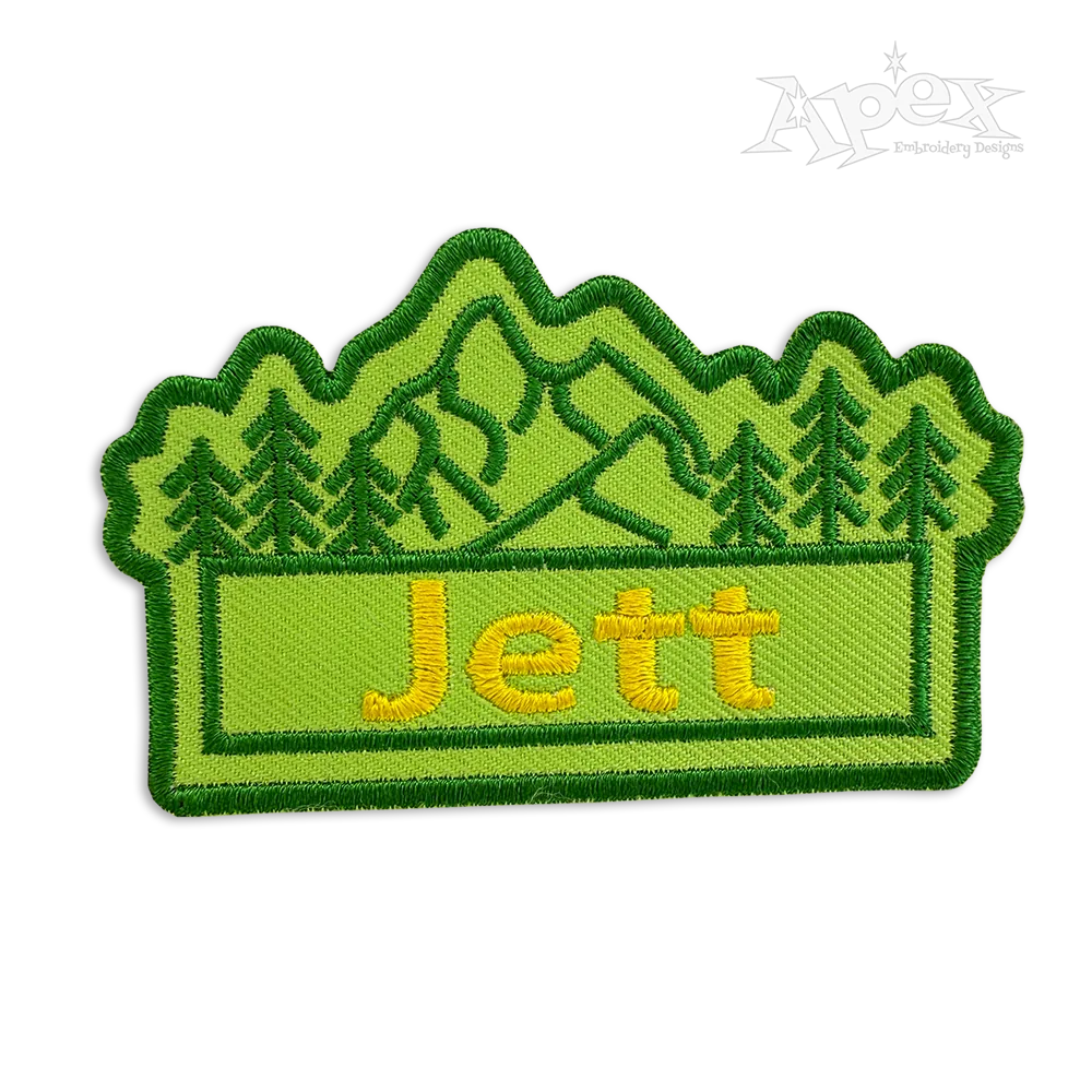 Mountain Forest Rectangle Frame Machine Embroidery Design