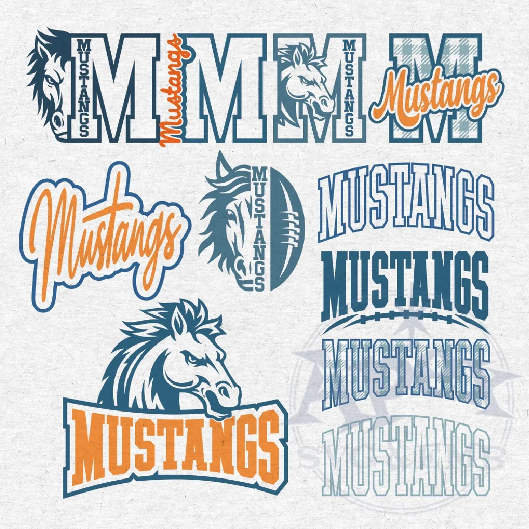 Mustangs School Mascot Sports Bundle Vector PNG Design