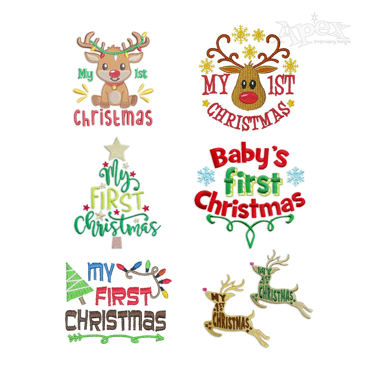 Babys 1st Christmas Machine Embroidery Design by Apex Digitizing