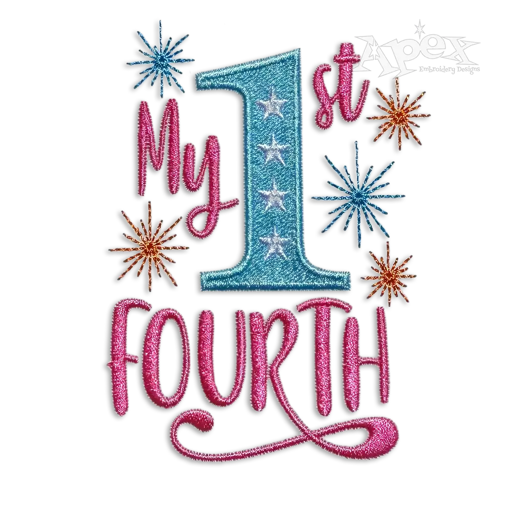 My 1st Fourth Of July Fireworks Baby Patriotic Embroidery Design