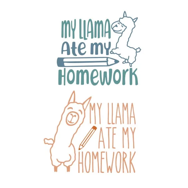 My Llama Ate My Homework SVG Cuttable Design