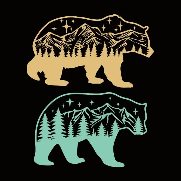 Forest Mountain Bear SVG Cuttable Design
