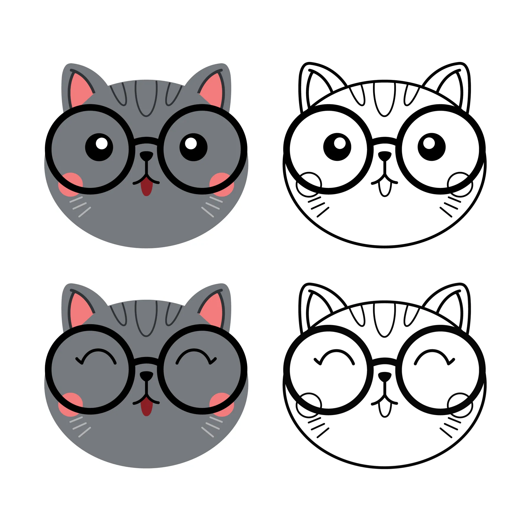 Adorable Nerdy Cat Cuttable Design