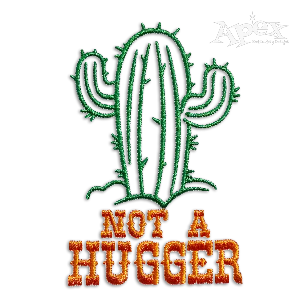 Not a Hugger Funny Cactus Valentines Day Love Machine Embroidery Design
