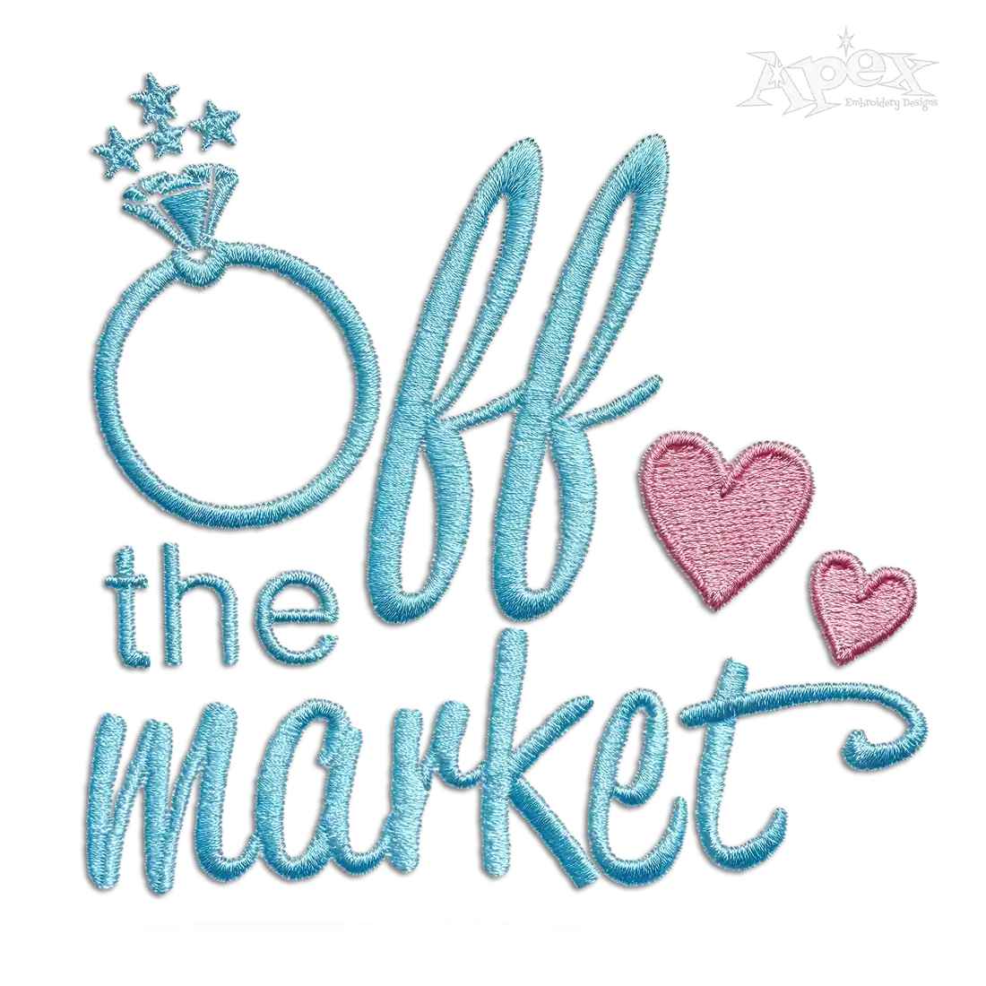 Off The Market Wedding Machine Embroidery Design | Apex Digitizing