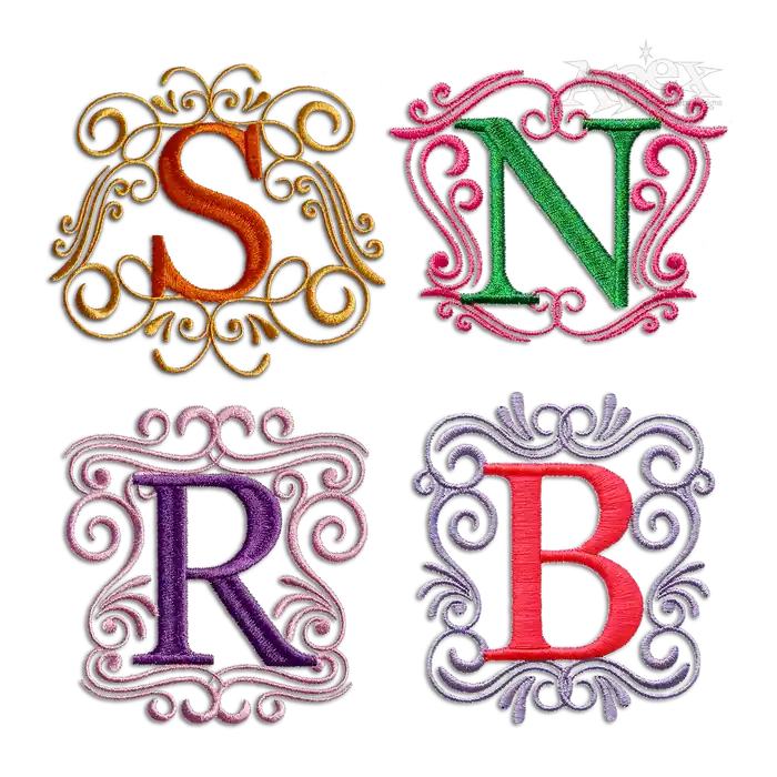 Ornate Frame Machine Embroidery Font by Apex All