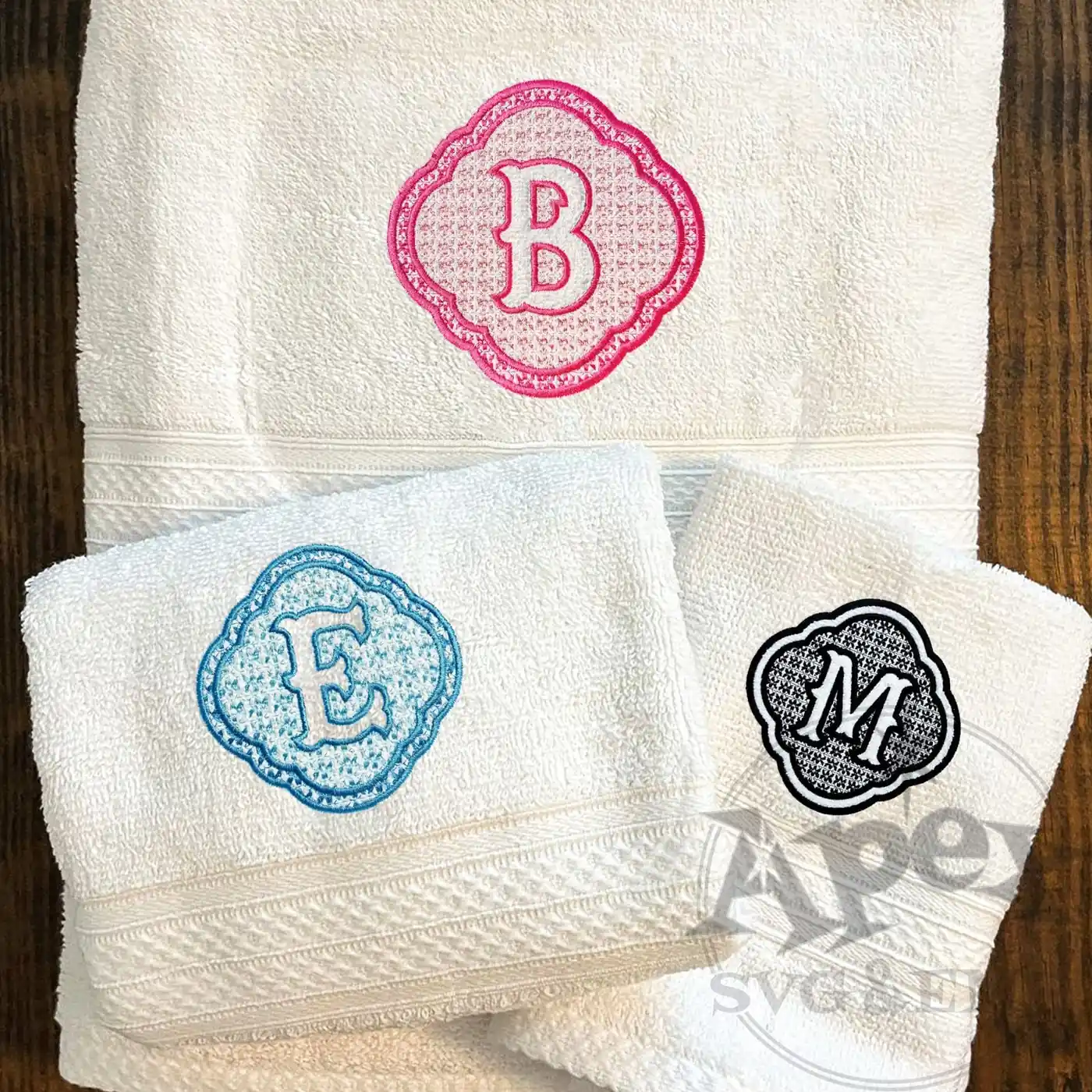 Embossed Knock Down Quilted Pattern Block Monogram Towel 