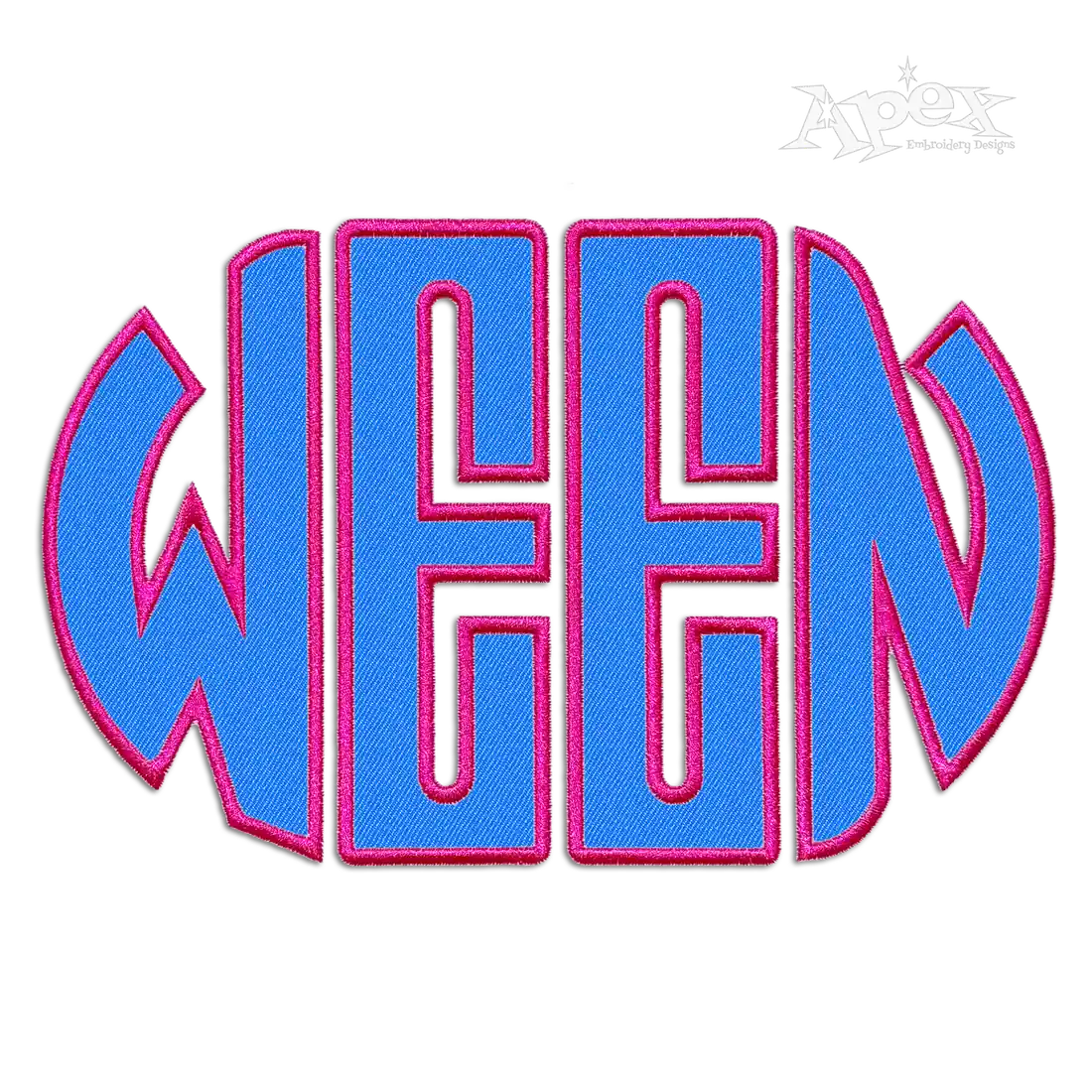 Oval Applique Embroidery Font Ween