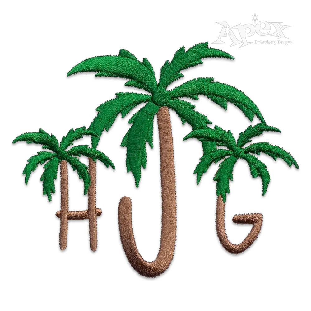 Palm Tree Beach Machine Embroidery Font
