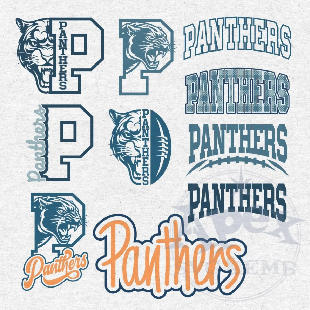 Panthers Mascot School Sports Spirit Bundle Vector PNG