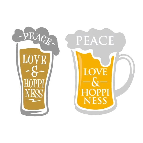 Peace Love and Hoppiness Beer Mug SVG Cuttable Design