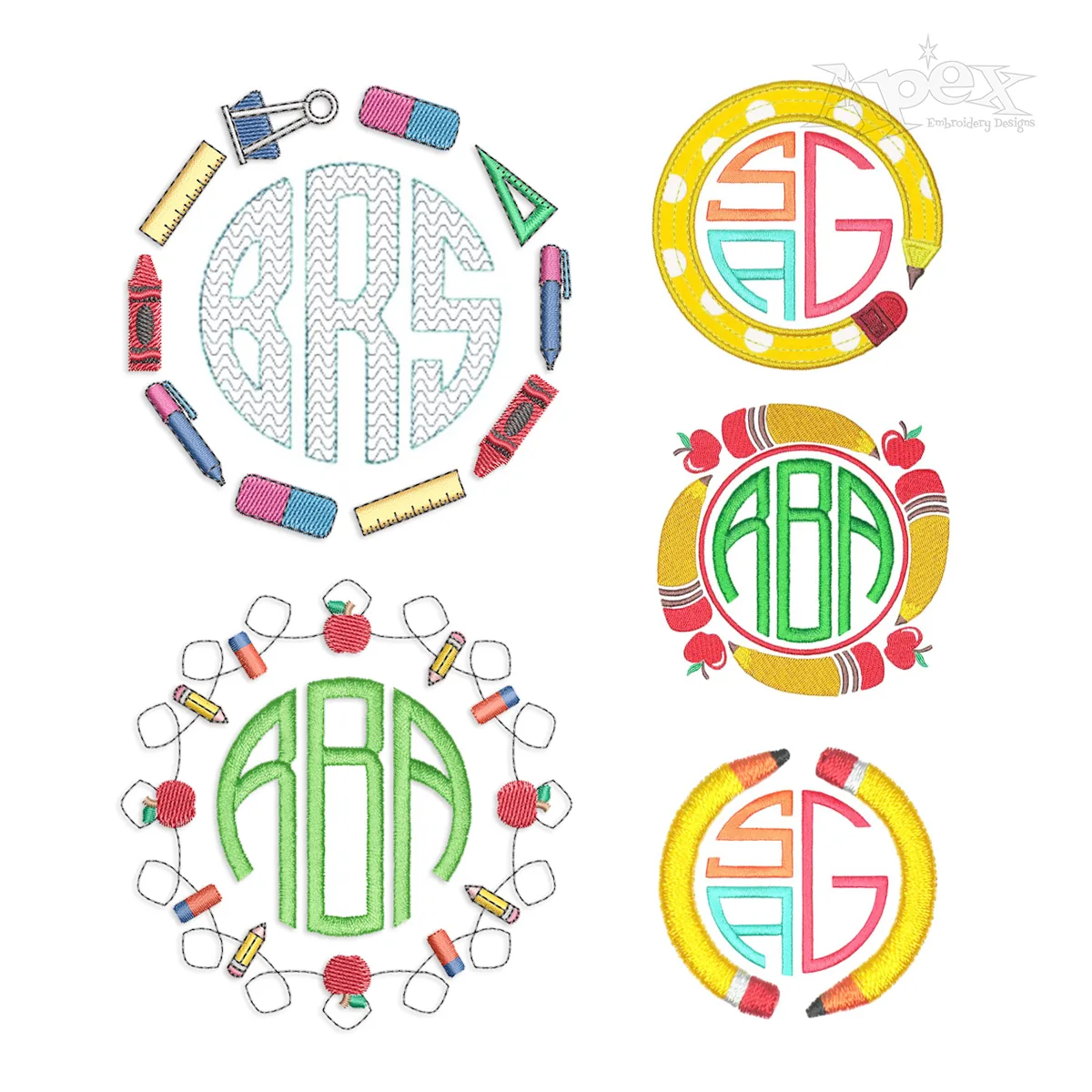 Back to School Monogram Frame #2 Machine Embroidery Design by Apex All