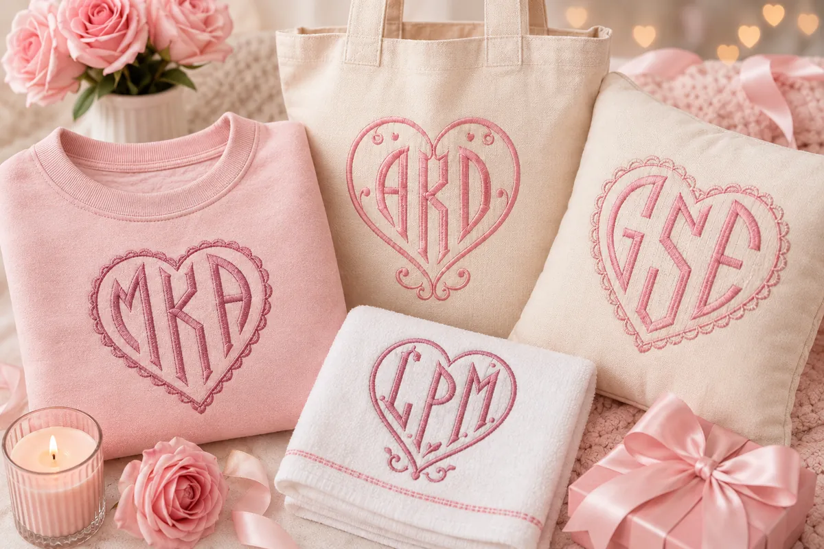 Personalized Heart Monogram Embroidery Projects