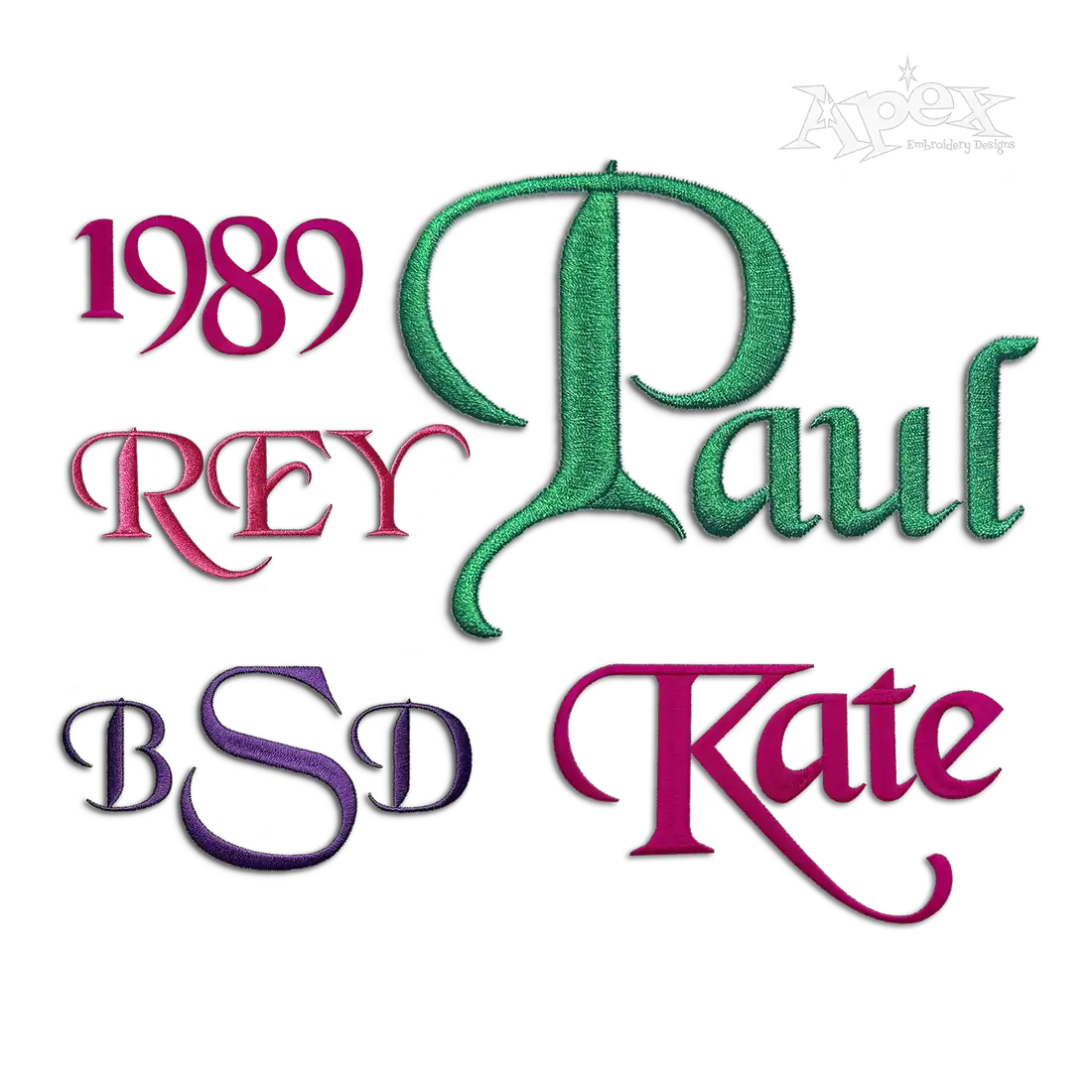 Pete Story Script Machine Embroidery Font by Apex All