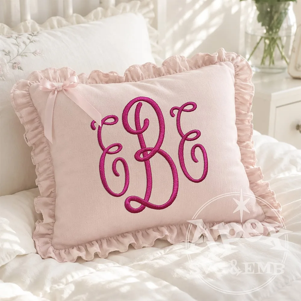 Pillow Talk Bespoke Monogram Embroidery Font EAE