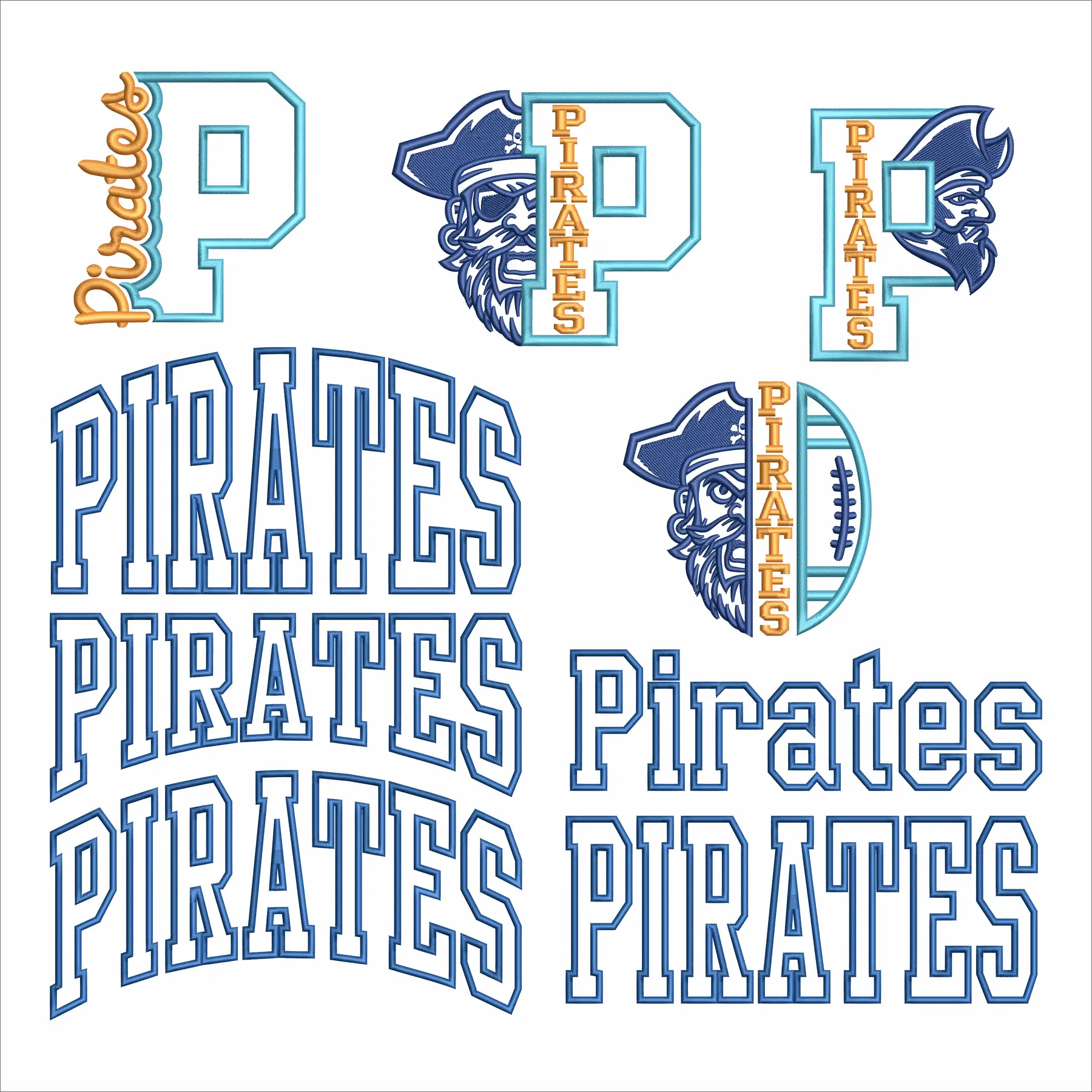 Pirate Mascot Bundle All Machine Embroidery Design 