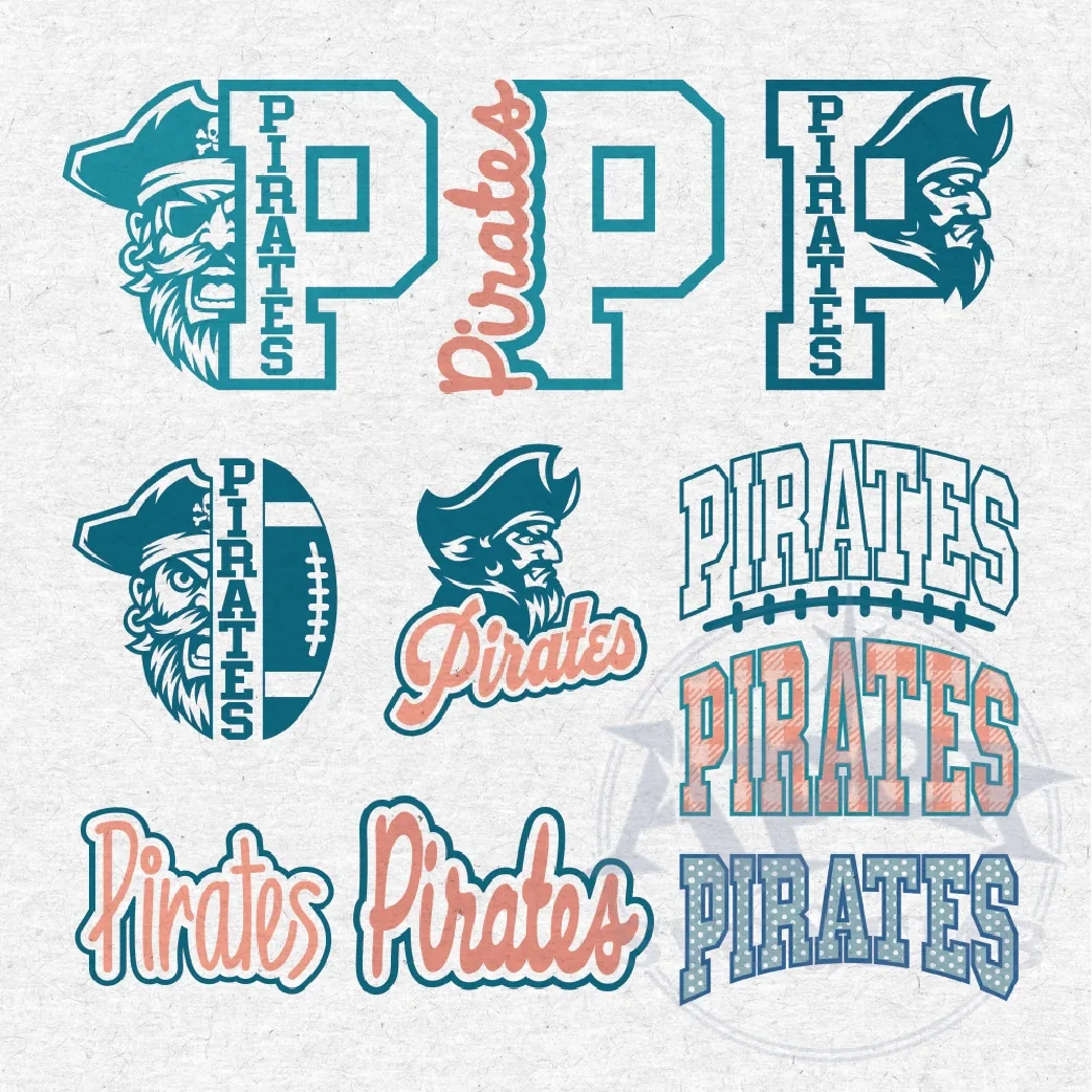 Pirates School Spirit Mascot Sports Bundle Vector PNG Design