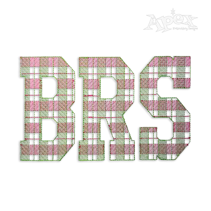 Gingham Plaid Block Machine Embroidery Font by Apex Designs