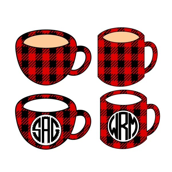Plaid Pattern Coffee Cup SVG Cuttable Designs