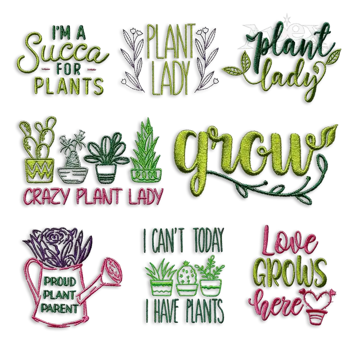 Plant Plants Garden Sayings Pack Machine Embroidery by Apex All b