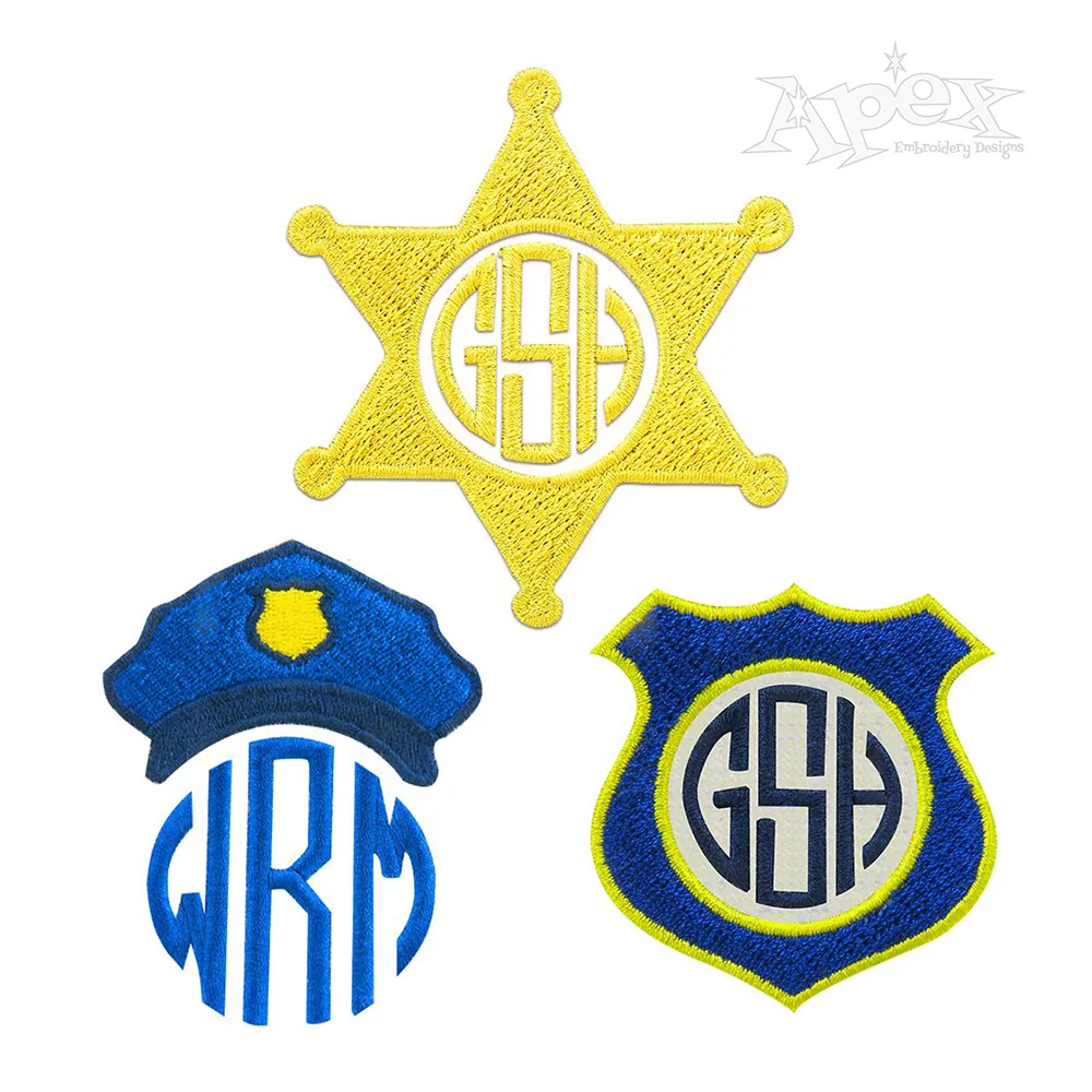 Police Officer Frame Pack Monogram Embroidery Design