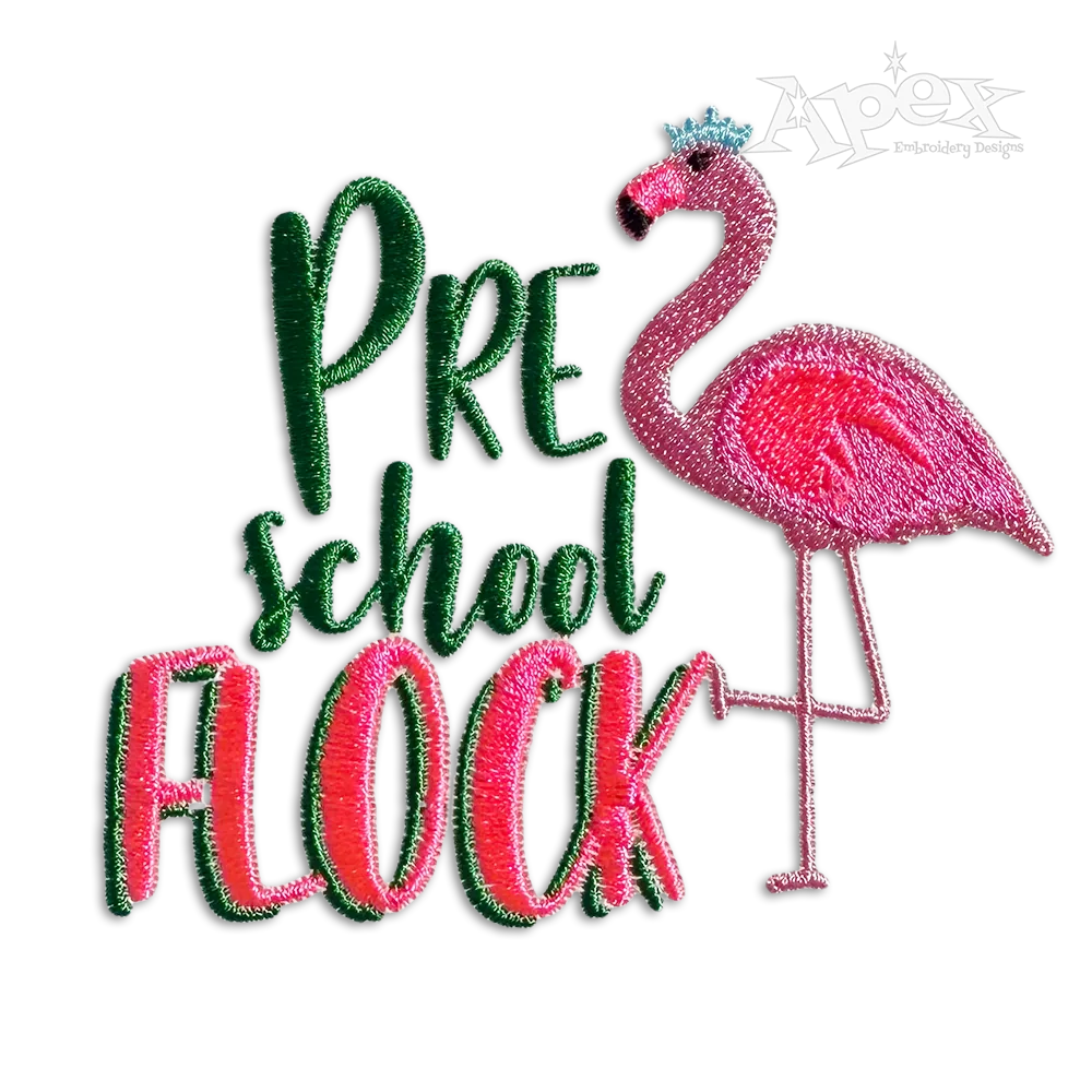 Preschool Flock Flamingo Machine Embroidery Design - Apex