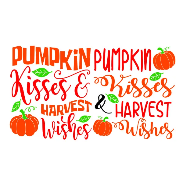 Pumpkin Kisses Harvest Wishes SVG Cuttable Design