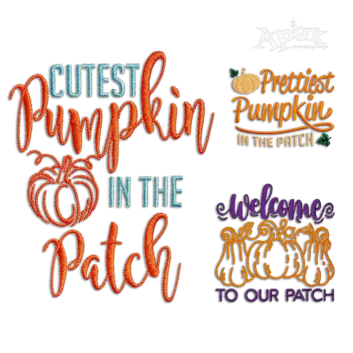 Pumpkin Patch Sayings Machine Embroidery Designs by Apex