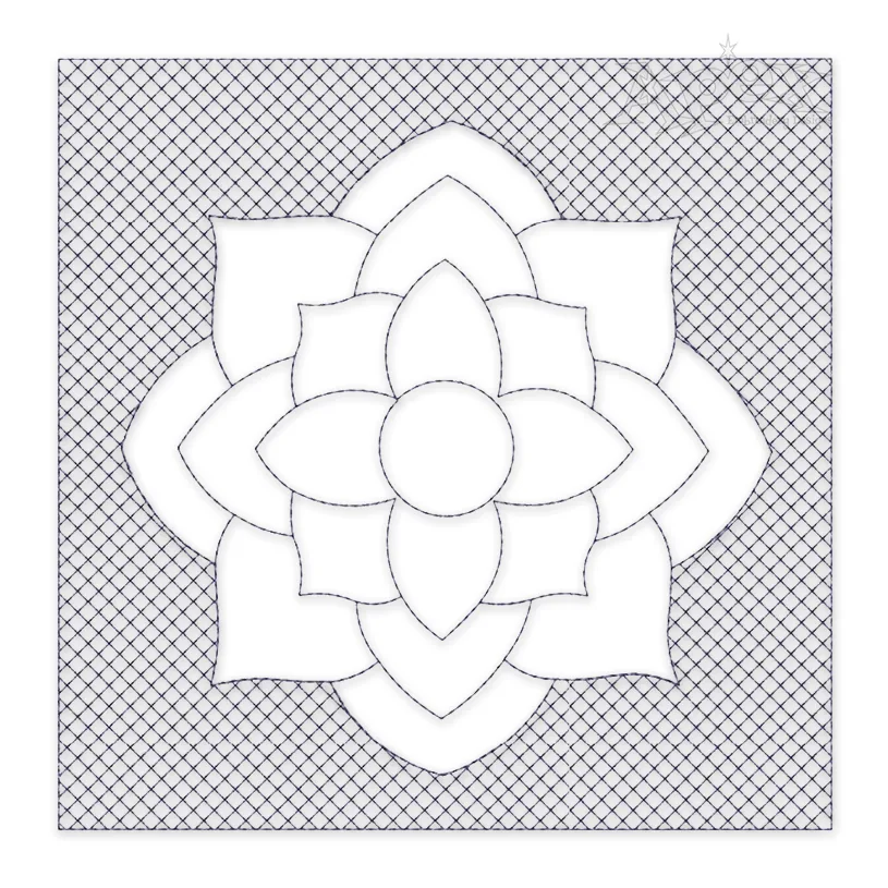 Quadruple Floral Quilt Block Embroidery Design
