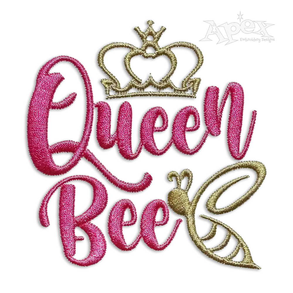 Queen Bee Cute Machine Embroidery Design by Apex