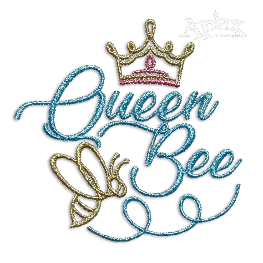 Queen Bee with Crown Machine Embroidery Design by Apex